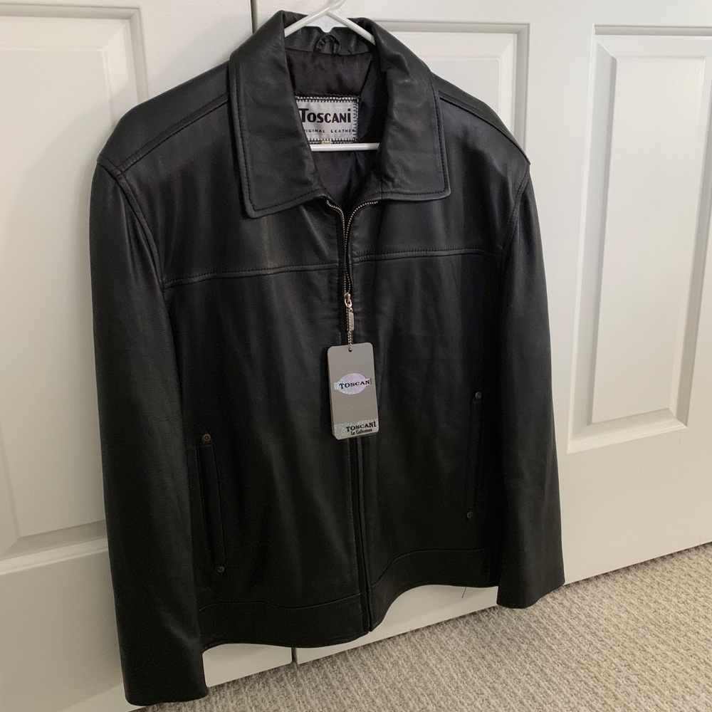 NWT Men’s Black Leather Coat